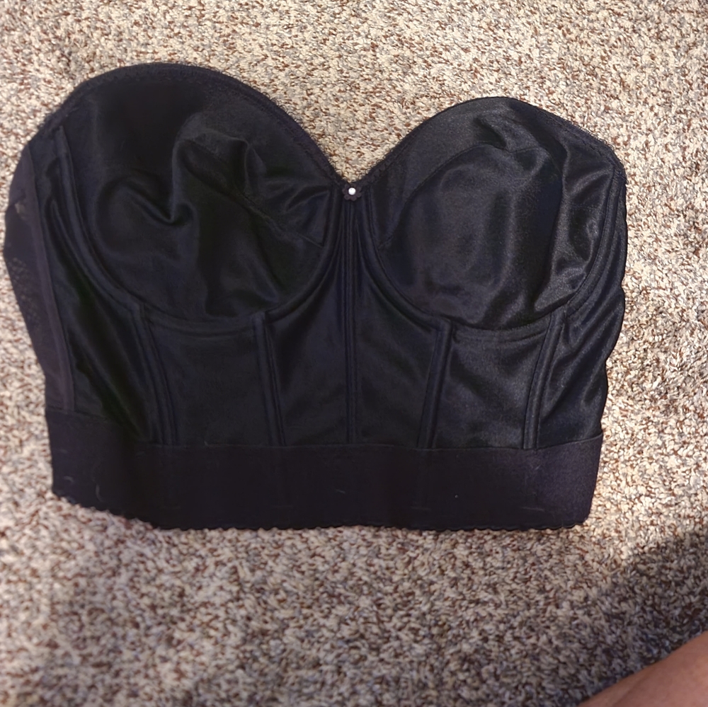 Black long line bra